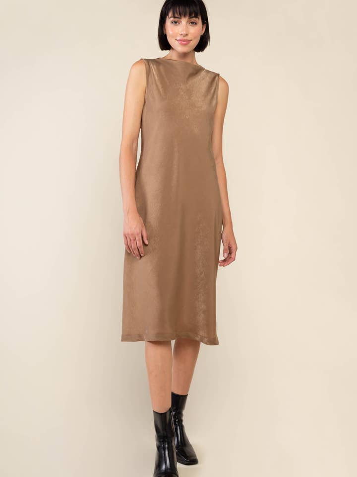NLT - Vente Robe – femme - Robe à col bateau en satin Sabrina Bias - Grande taille