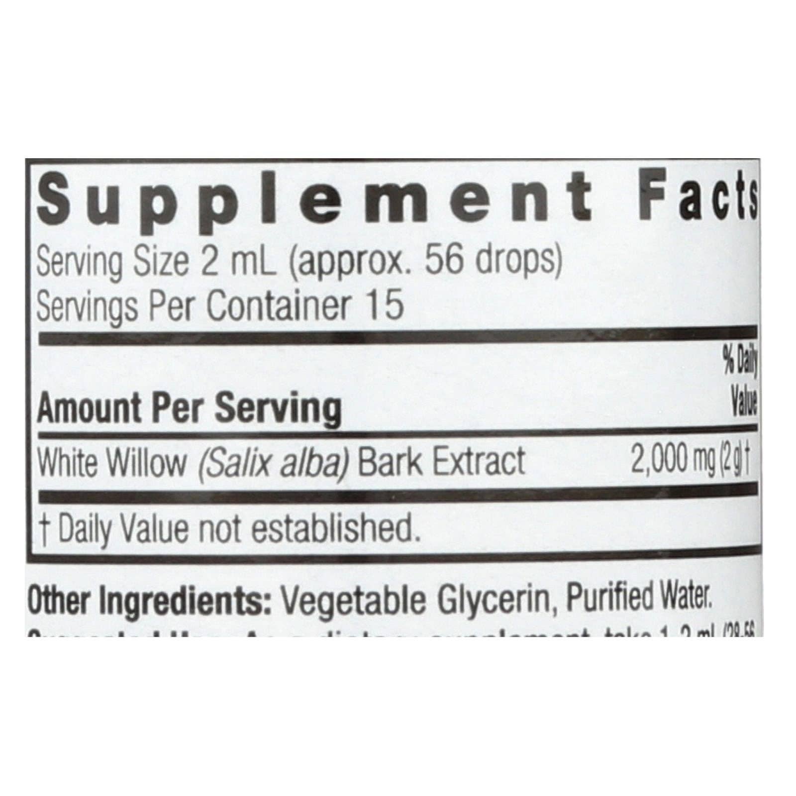 Everyday Supply Co - Wholesale Oral Supplement/Vitamin - Nature's Answer - White Willow Bark Alcohol Free - 1 Fl Oz1