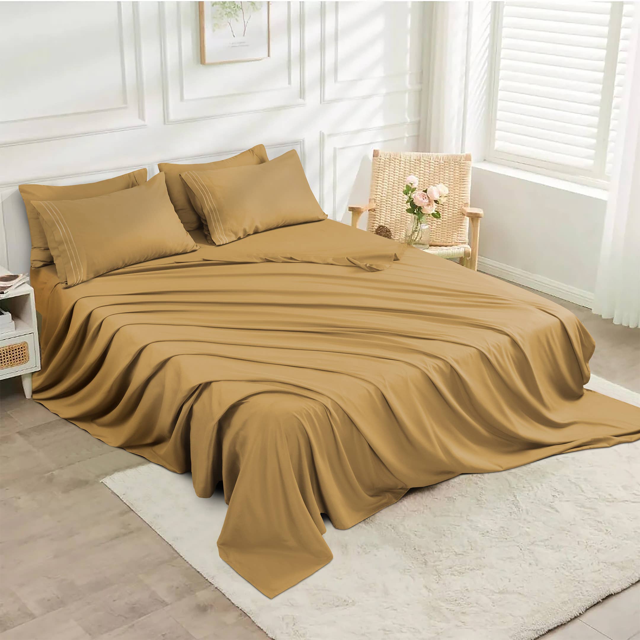 Cottonpassion_US – wholesale Sheet set – Sheet Set 6 Piece Microfiber Bed Sheet Set Ultra Soft Sheets17