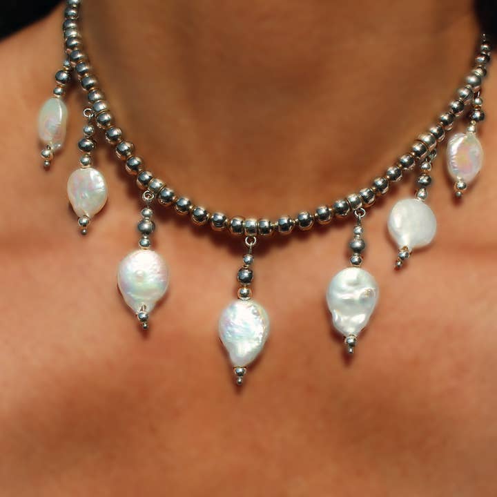 11P Coin Pearl Bib Necklace for wholesale by Sea Ranch Jewelry