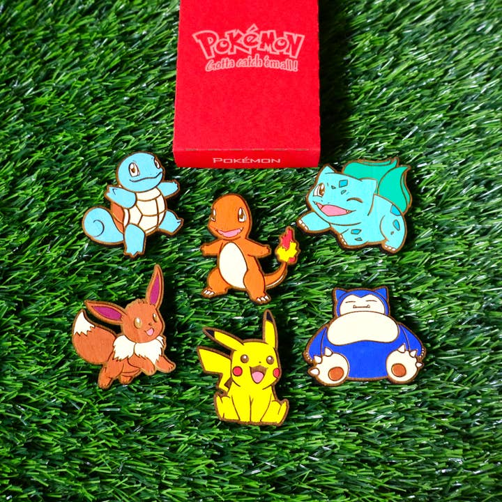 Magneti in legno Pokémon, regalo personalizzato geek e nerd per la casa per la vendita all'ingrosso da parte di Herbs&Belles