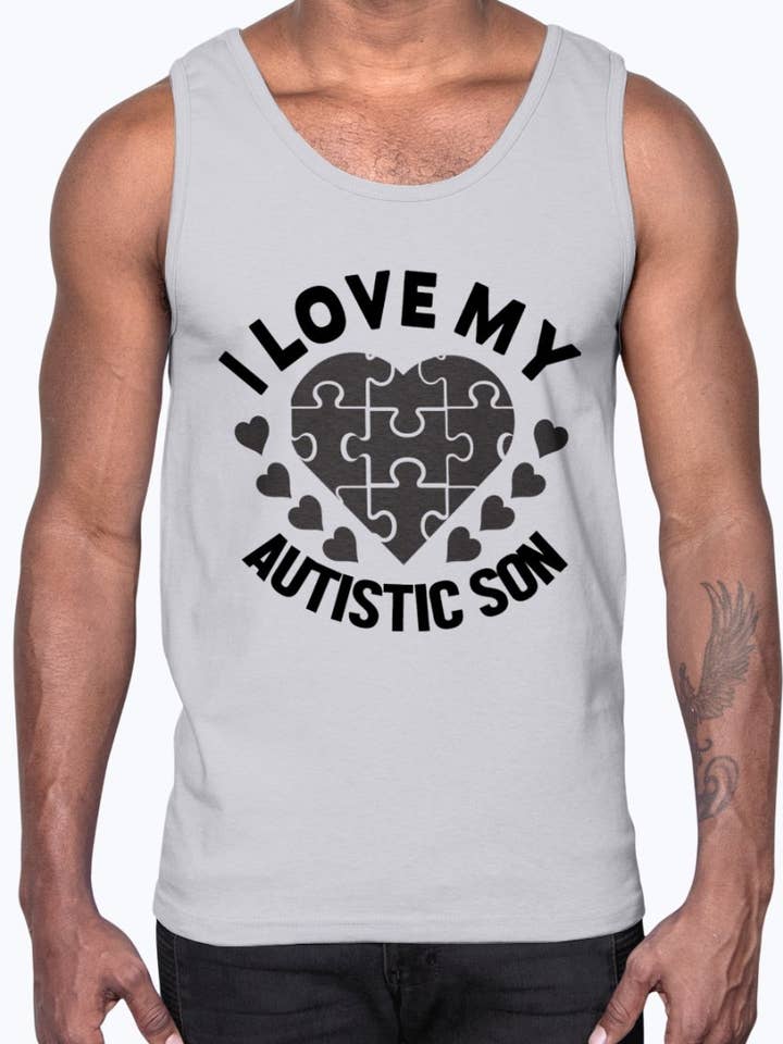 Ik hou van mijn autistische zoon - Autisme bewustzijn- Katoenen tank voor wholesale door tshirt unlimited