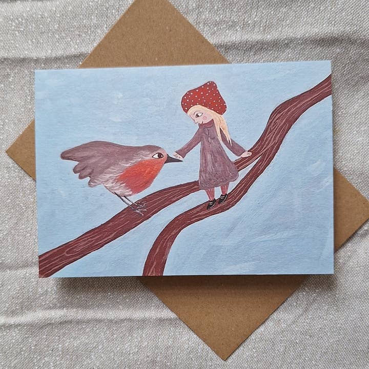 Robin Friend Greetings card for wholesale by LYDIAMAE