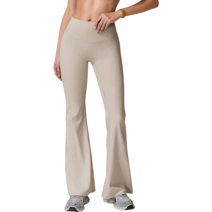 High Waist Flare Lounge Pants with Smooth Woven Fabric and F for wholesale by Active by Anna-Kaci