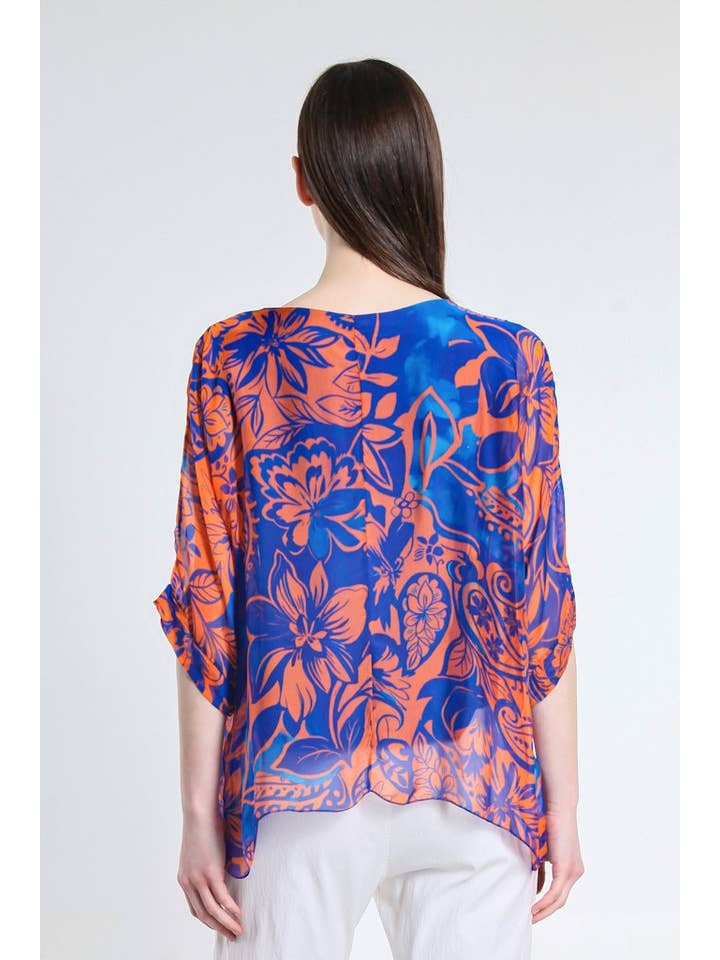 TINA Stephens Italy/Tees By Tina - Wholesale Kaftan - Women's - Marjorie Island Fantasy 3/4 Sleeve Slim Kaftan with Sim (BQ241F)3