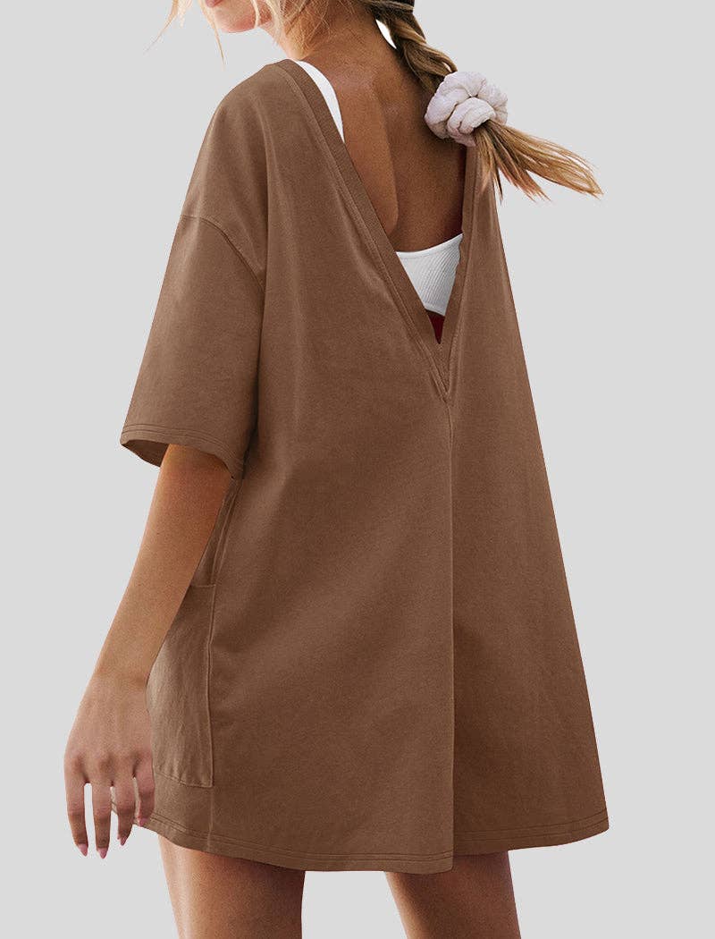 safistyle - Wholesale Romper - Women's - Short Sleeve Backless V-Neck Loose Romper13