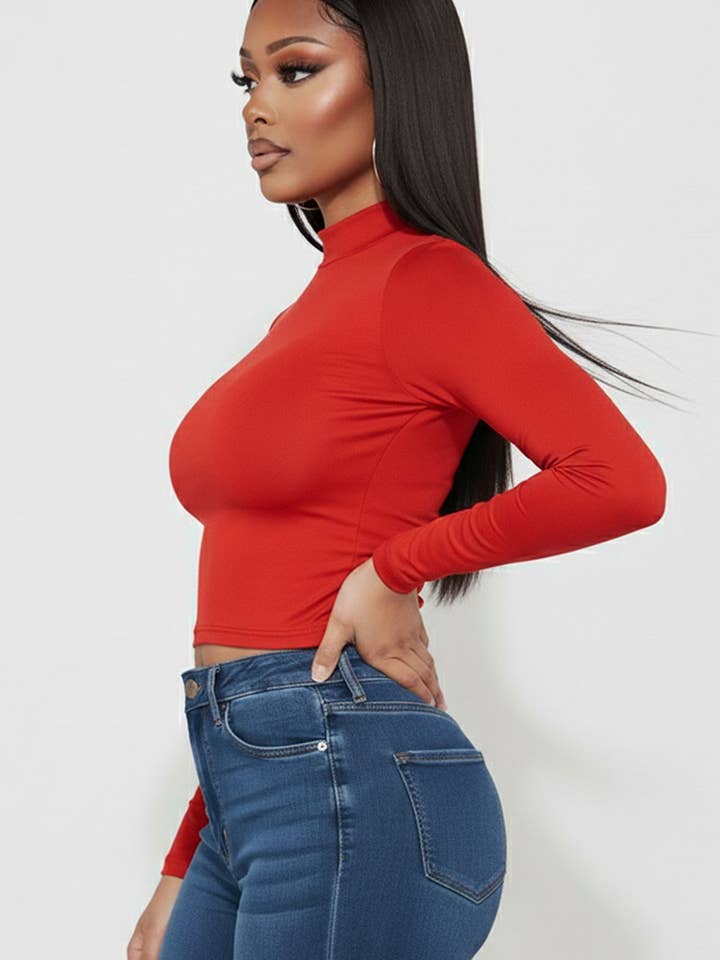 CAPELLA APPAREL - Vente Haut en maille – femme - Haut uni à col montant22