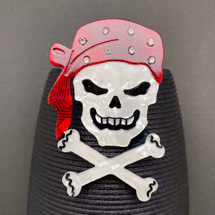Skeleton Pirate Acrylic Brooch for wholesale by Mio Queena