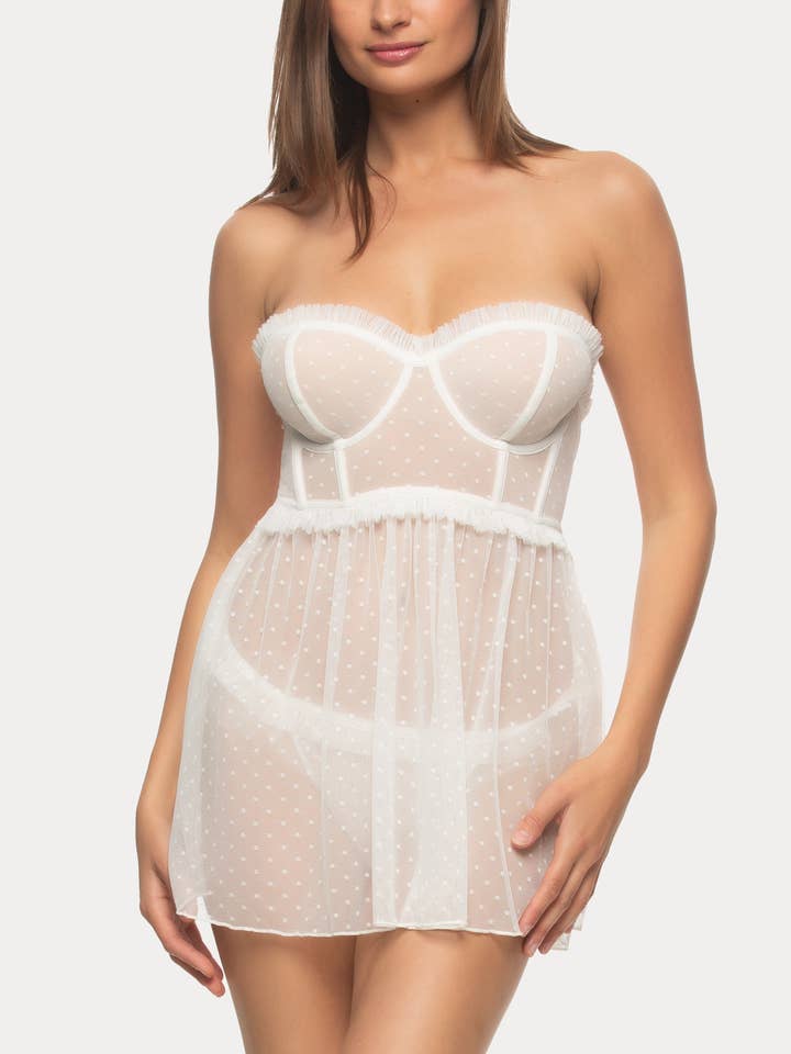 Margot Strapless Babydoll - Cloud Dancer for wholesale by Felina