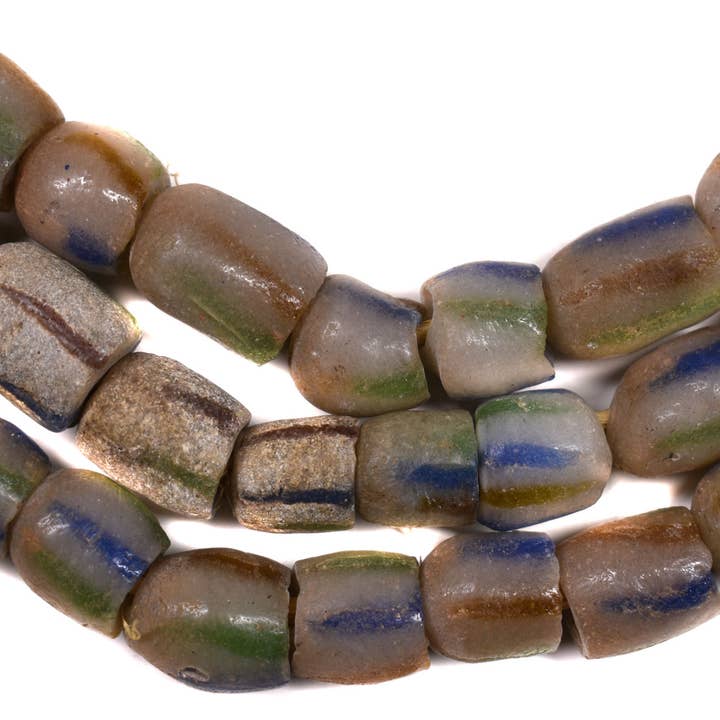 Striped Recycled Powder Glass Beads for wholesale by Africa Direct
