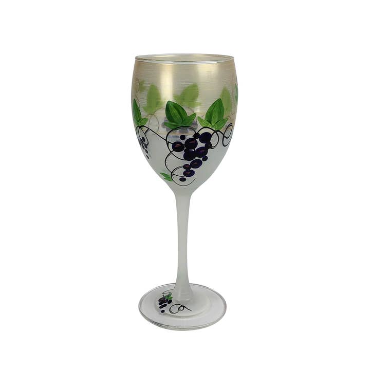 Golden Hill Studio - Wholesale Wine Glass - Napa Grapes 'n Vines Wine Glasses