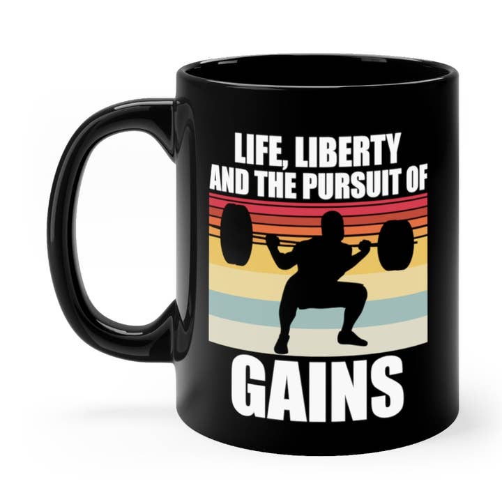 Teegarb LLC - Wholesale Coffee mug - 11oz Black Coffee Mug Ceramic Novelty Patriotic Weightlifter Bodybuilder Bodybuilding Fan Hilarious Chauvinistic Physical FItness Working Out Lover0