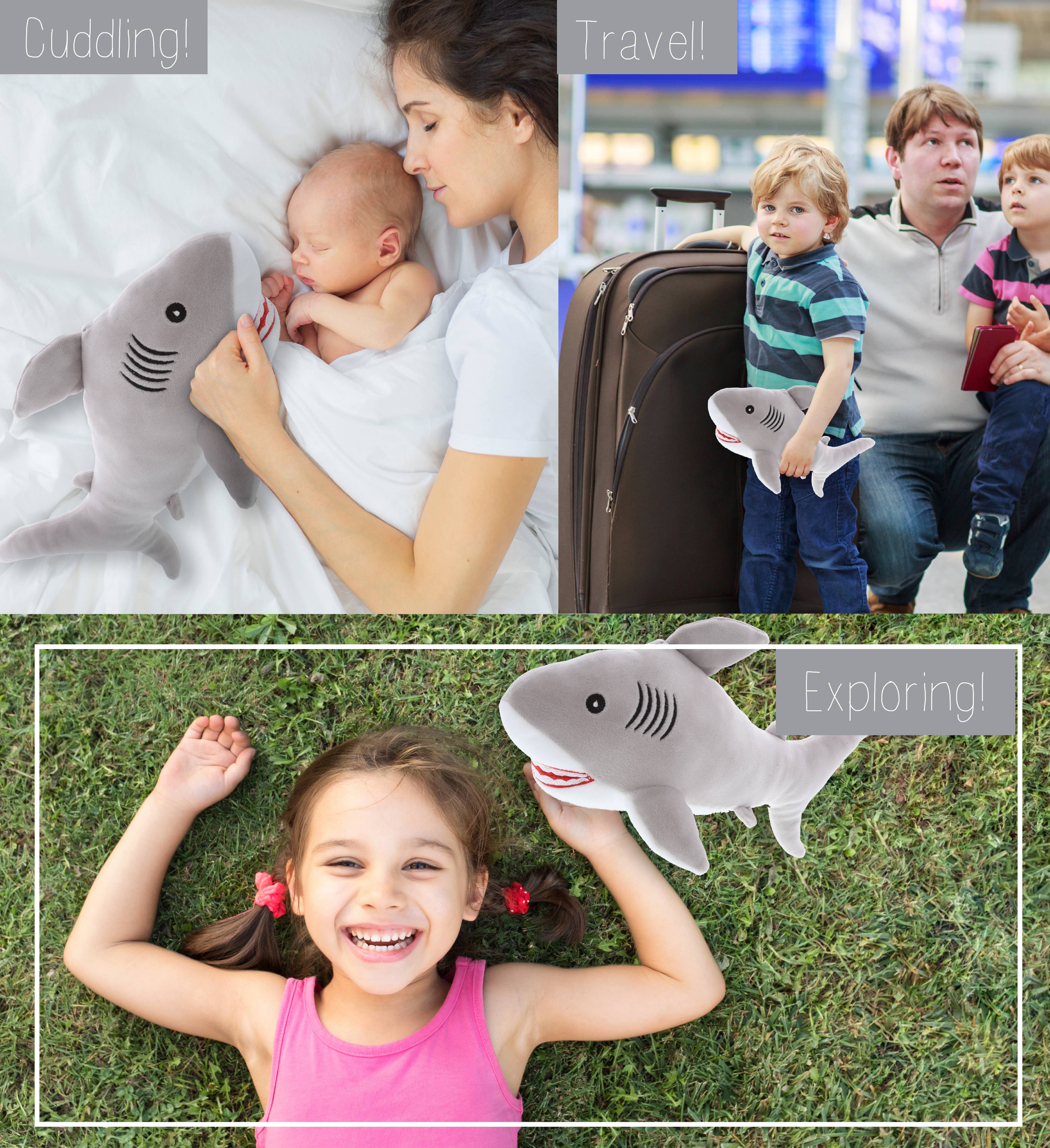 Cota Global – wholesale Fyllda/plyschleksaker - Barn och baby – Baby Mjuk Plysch - Grå Haj2