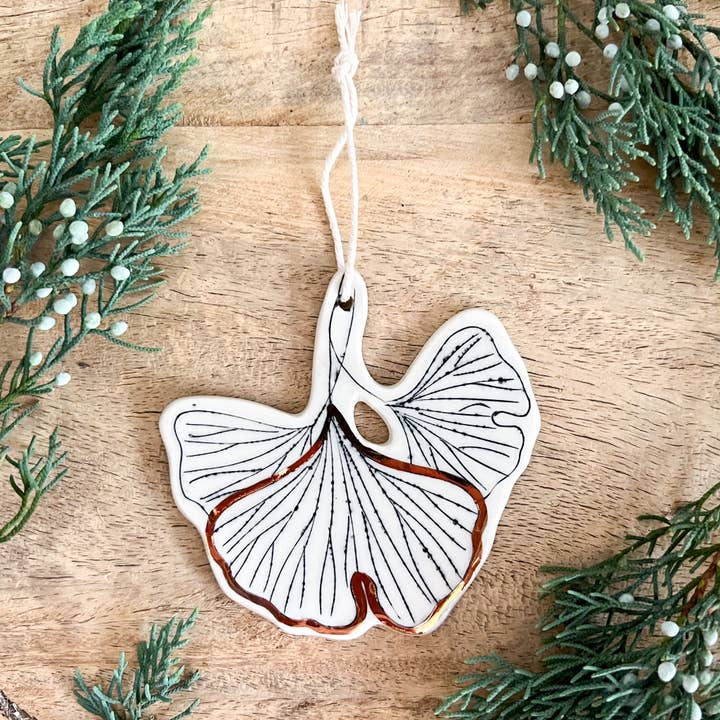 Gingko Ornament for wholesale by Petrichor + Gold