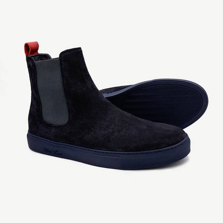 Men's Navy Suede Chelsea Sneaker for wholesale by Del Toro Shoes