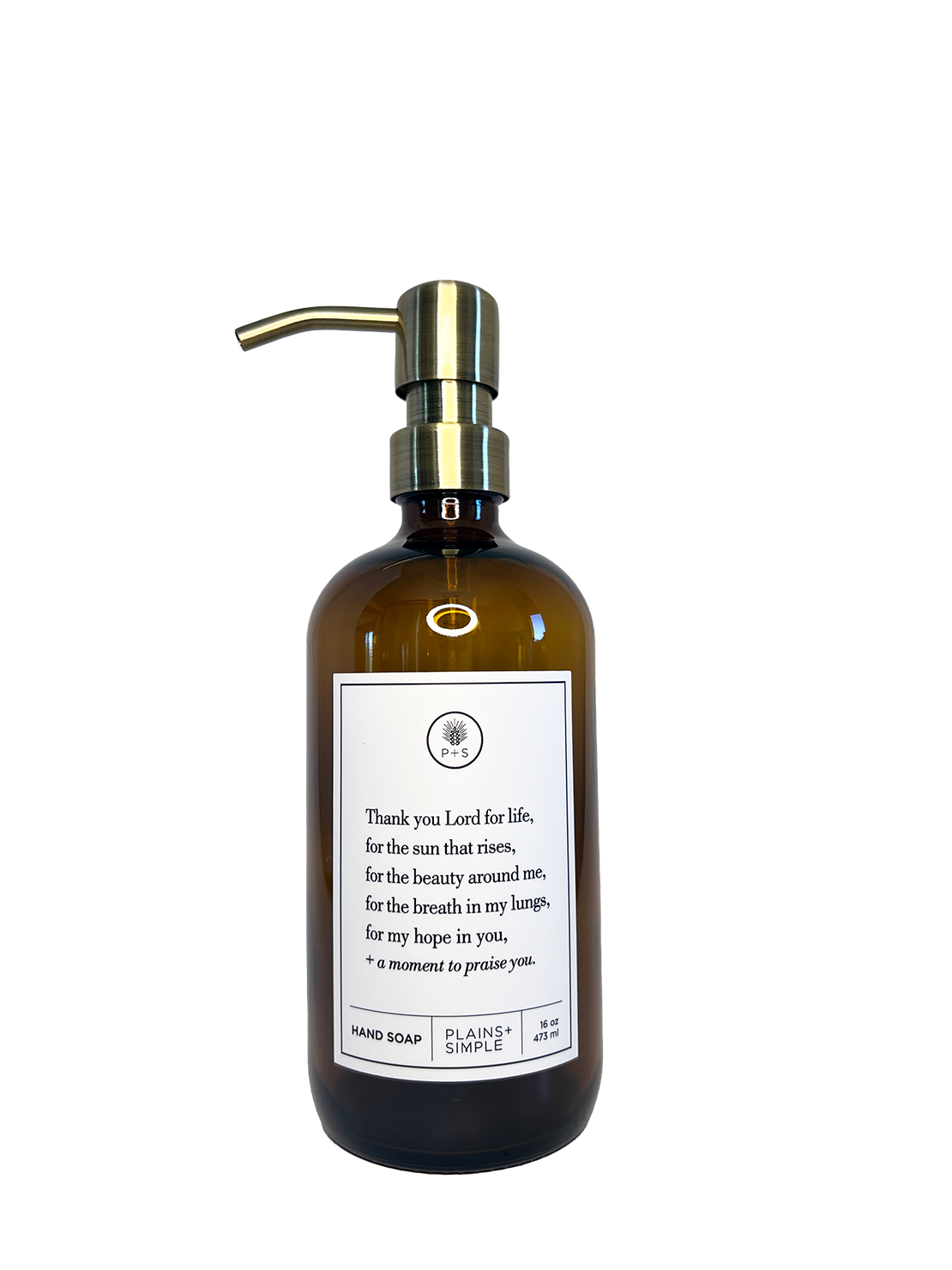 Plains + Simple - Wholesale Soap Dispenser - Thank You Lord Amber Glass Reusable Soap/Lotion Dispenser19