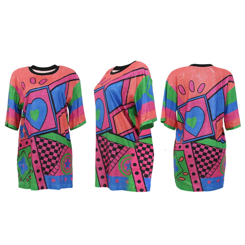 MB Fashion Wholesale - Wholesale Dress - Women's - MB FASHION SEQUIN MINI SHIRT LOOSE DRESS 9984LY32