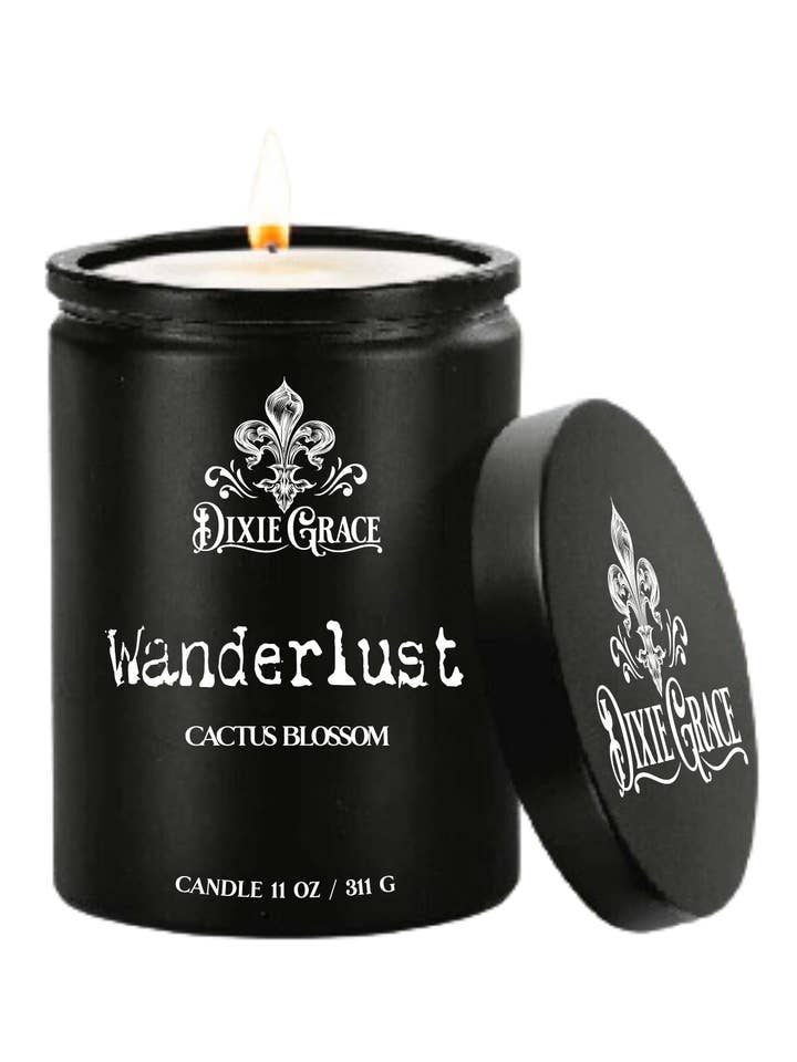 Wanderlust - 11 oz Glass Candle - Cotton Wick for wholesale by Dixie Grace