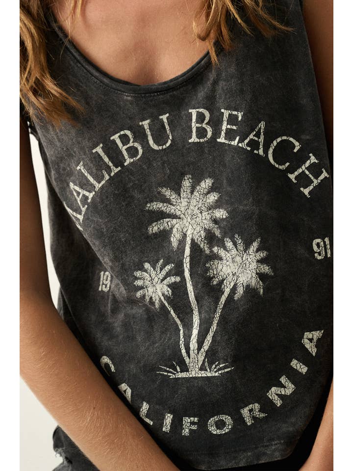CHARCOAL Malibu Beach 1991 Graphic Print Tank Top for wholesale on Faire
