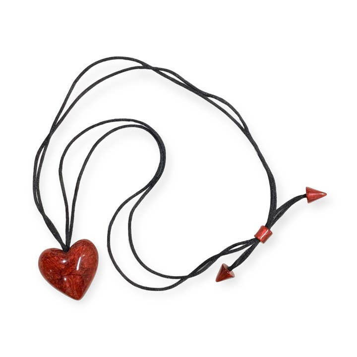 N807 REDM - Red 3D Heart-Shaped Resin Pendant Necklace for wholesale by Atelier 1701