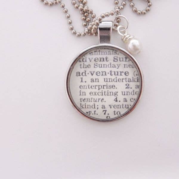 “Adventure” One-inch Pendant Necklace for wholesale by KraftyKash Designs