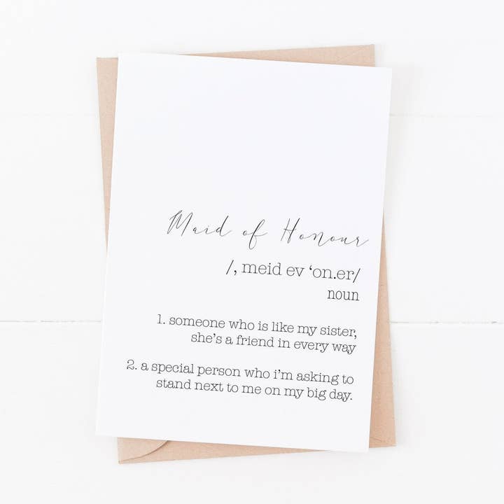 Carte de demande en mariage de demoiselle d'honneur | Taille A6 | Will You Be My-299 pour la vente par Love Flora Studio