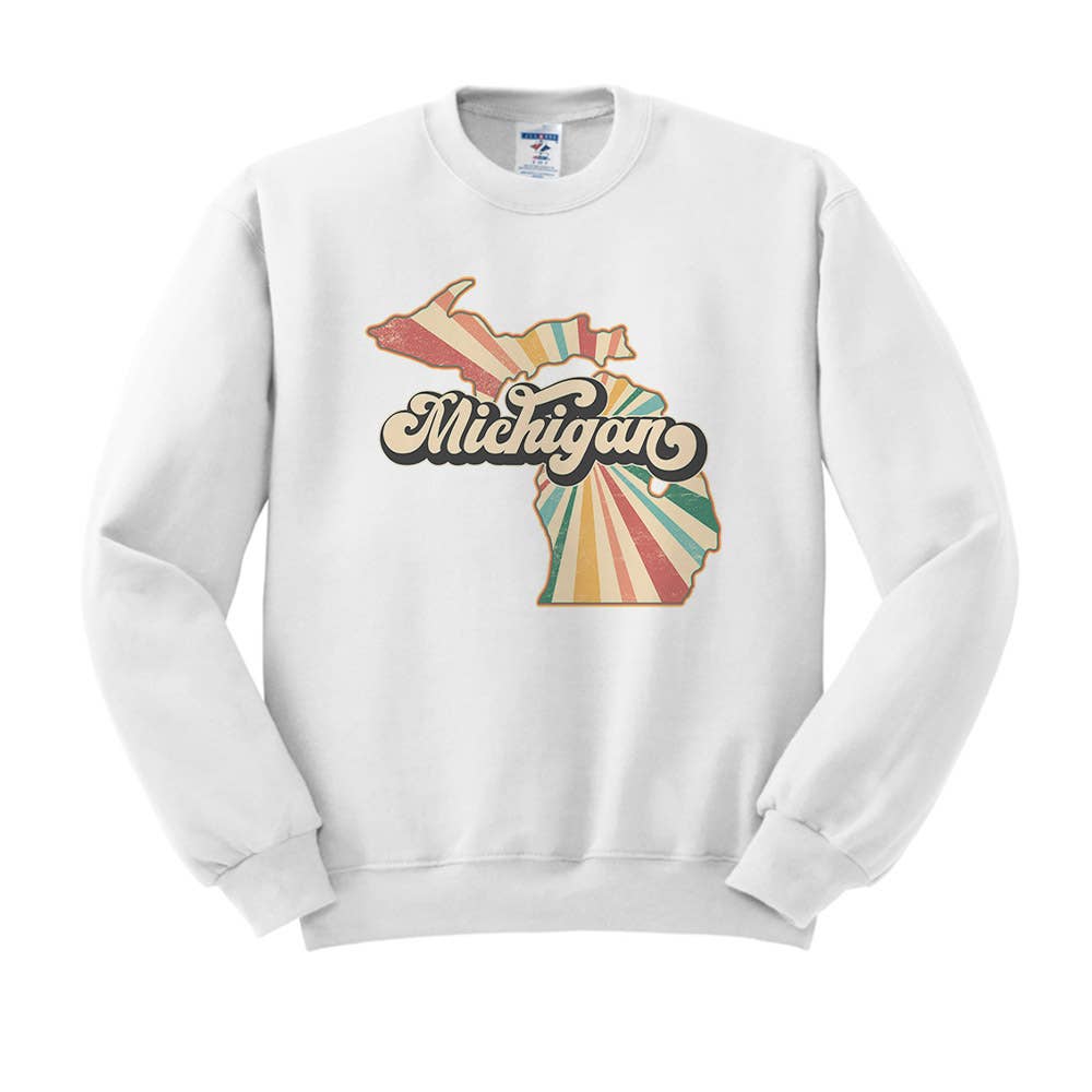 Lucky Luna Apparel - Wholesale Graphic Sweatshirt - Women's - Retro Michigan Crewneck Sweatshirt1