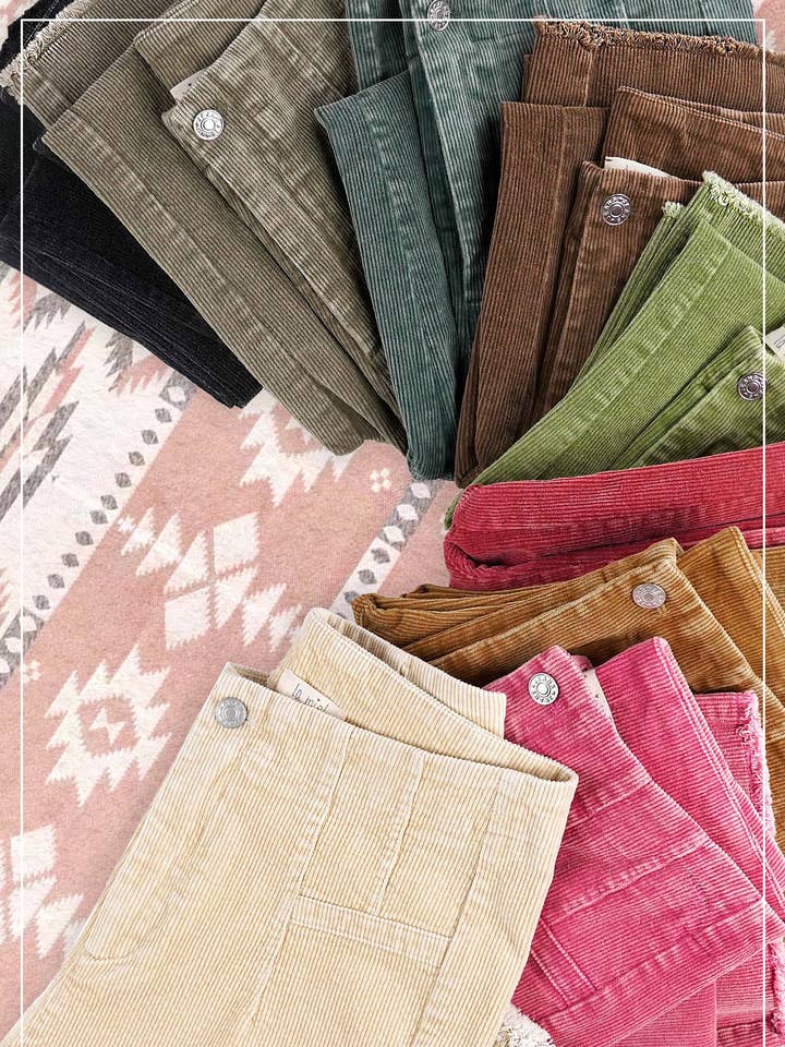 La Miel - Wholesale Pants - Women's - MCP4220-Mineral Washed High Waisted Wide Leg Corduroy Pants33