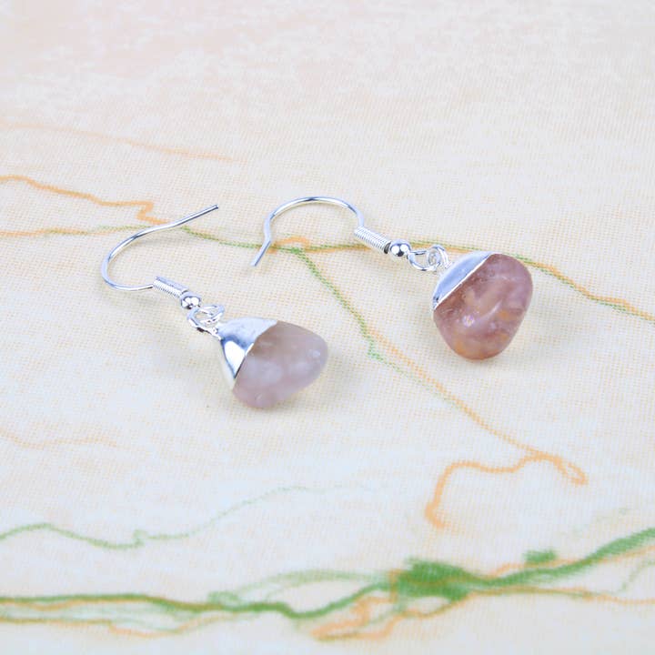 El'Cobre-Ecozonelifestyle - Wholesale Dangle Earrings - Rose Quartz Earring2