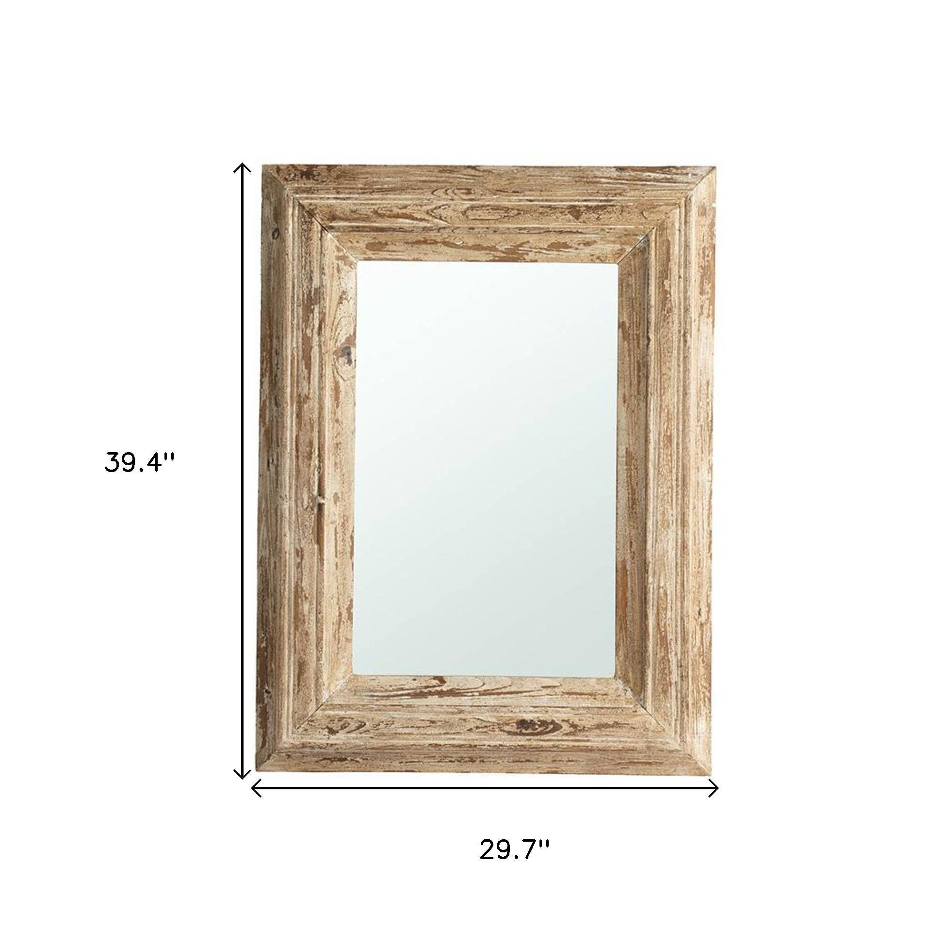 HomeRoots - Wholesale Wall Mirror - 39" Natural Distressed Wood Framed Accent Mirror2