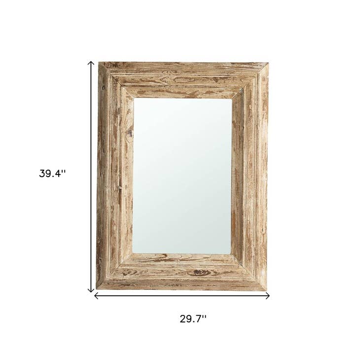 HomeRoots - Wholesale Wall Mirror - 39" Natural Distressed Wood Framed Accent Mirror2