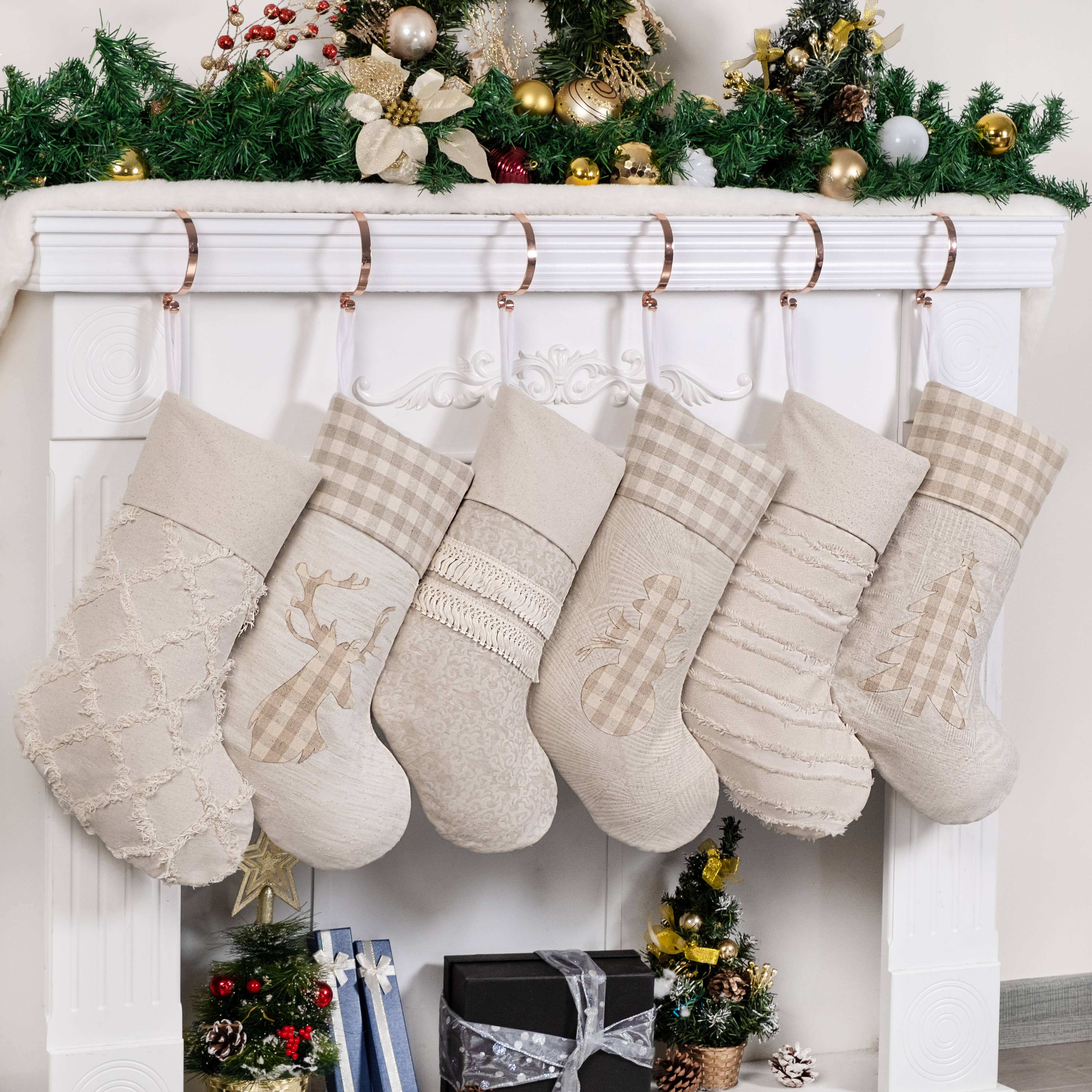 GEXWORLDWIDE - Wholesale Holiday Stocking - New Bohemian Christmas Stockings Neutral Holiday Decor10
