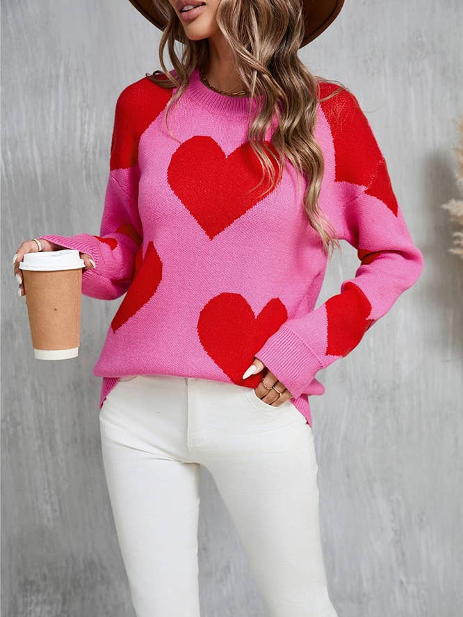 UNISHE – Engroshandel Pullover - Dame – Hjerte Mors Dag Crew Neck Langærmet Sweater JYYS2352