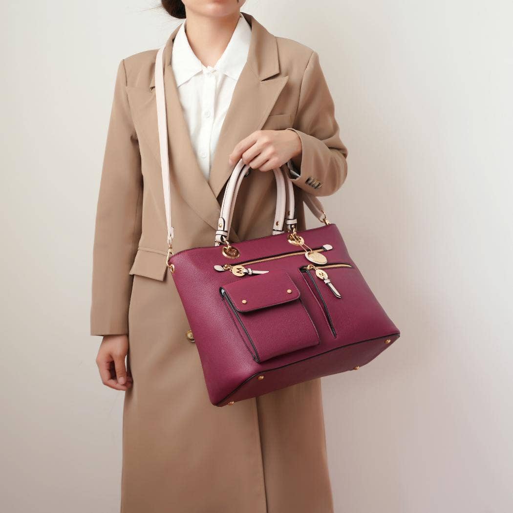 MKF Collection – wholesale Satchel – Women's – Julia Vegan Leather Color-block Women Satchel Bag by Mia k13