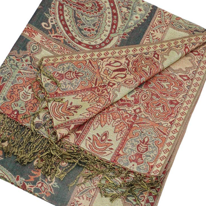 Sortiert Exotischer Paisley-Metallic-Twist-Pashmina-Schal für den Großhandel auf Faire10