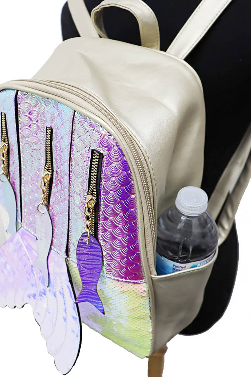 Cap Zone – wholesale Ryggsäck - Dam – Mermaid Tail holografisk ryggsäck i konstläder1