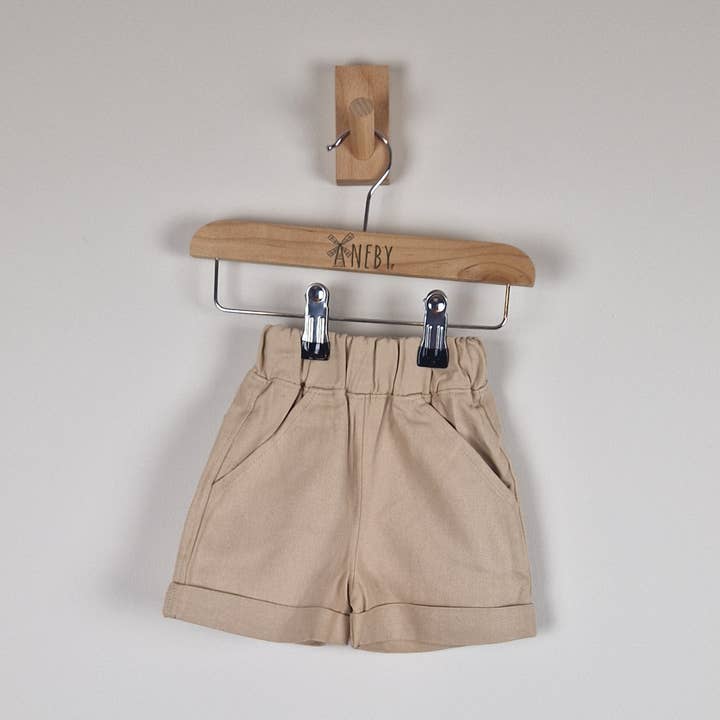 Vente d'échantillons - Short chino bleu élastiqué pour enfants pour la vente par Aneby