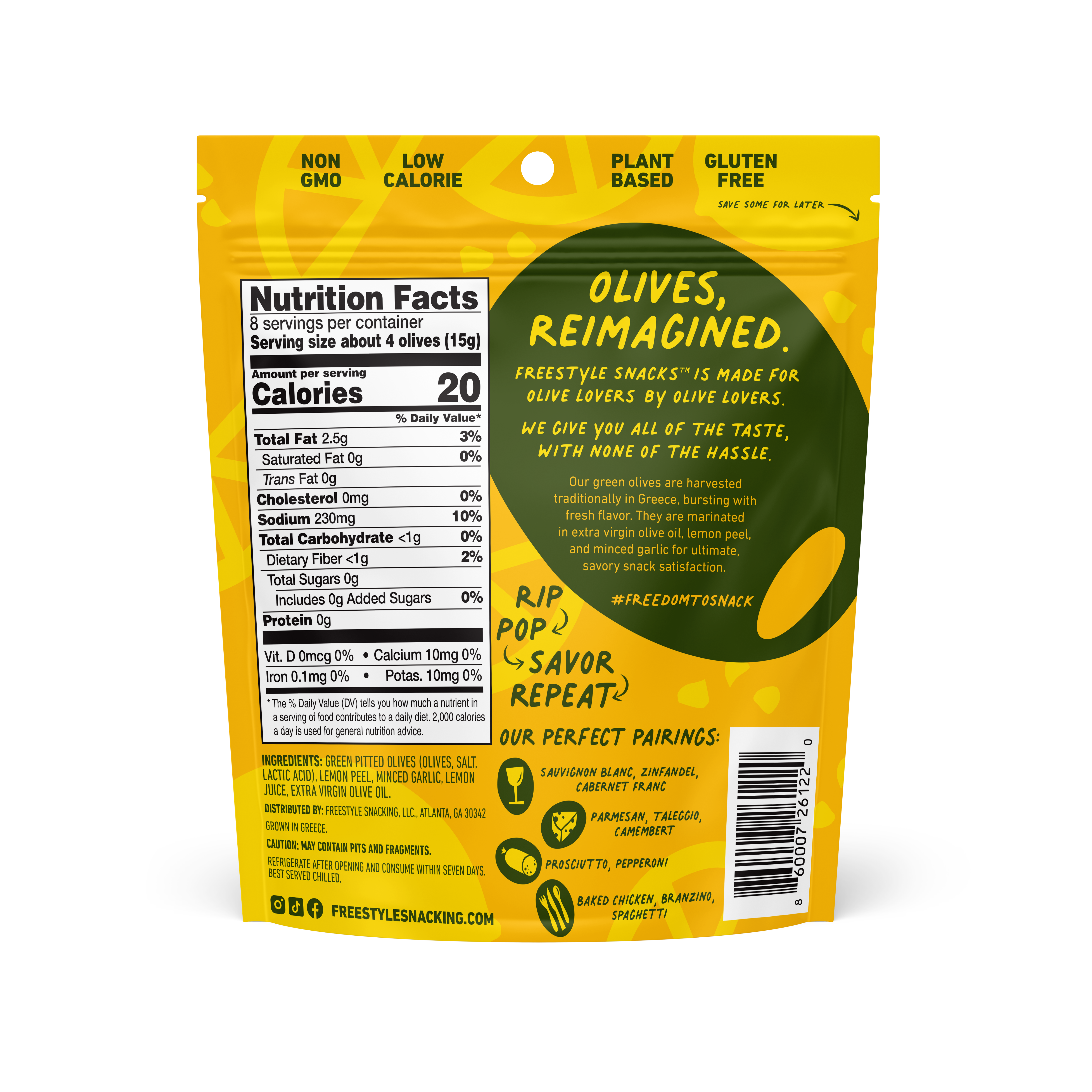 Freestyle Snacks - Vente Olives - Olives vertes - Citron et ail (paquet de 6)4