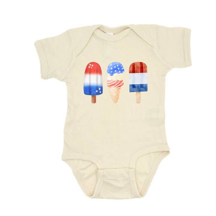 Patriotic Popsicles and Icecream Infant Bodysuit for wholesale by Sage & Soil