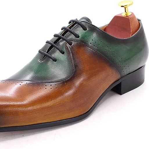 Chaussures Oxford formelles en cuir marron et violet pour hommes pour la vente par The Royale Leather