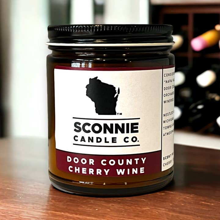 Door County Cherry Wine Soja-Kerze für den Großhandel von Sconnie Candle Co.