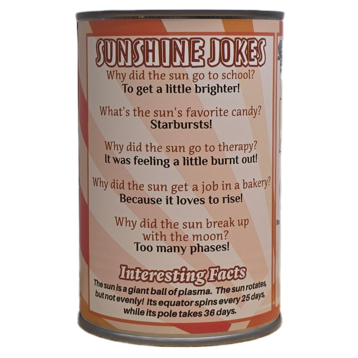 Canned Gifts - Wholesale Stuffed/Plush Toy - Kids & Baby - Sol the Canned Sunshine - Eco-Friendly Sun Plush w/Jokes2