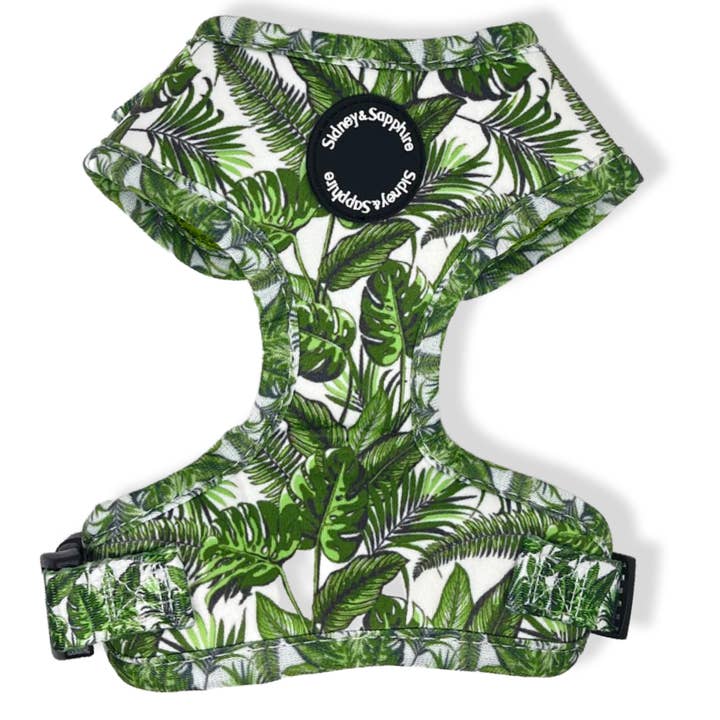 Sidney and Sapphire - Wholesale Pet Harness - Dog - Green Plant Leaf 'Botanical Bella' Monstera Dog Harness2