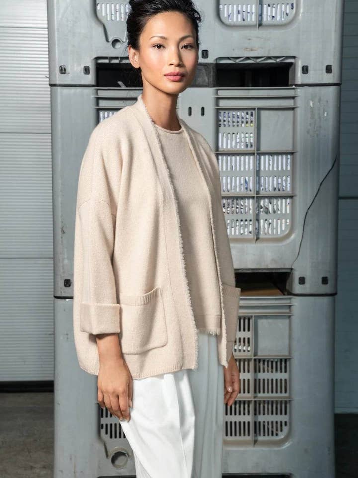 Cardigã de Caxemira com Franjas por atacado de Spoon