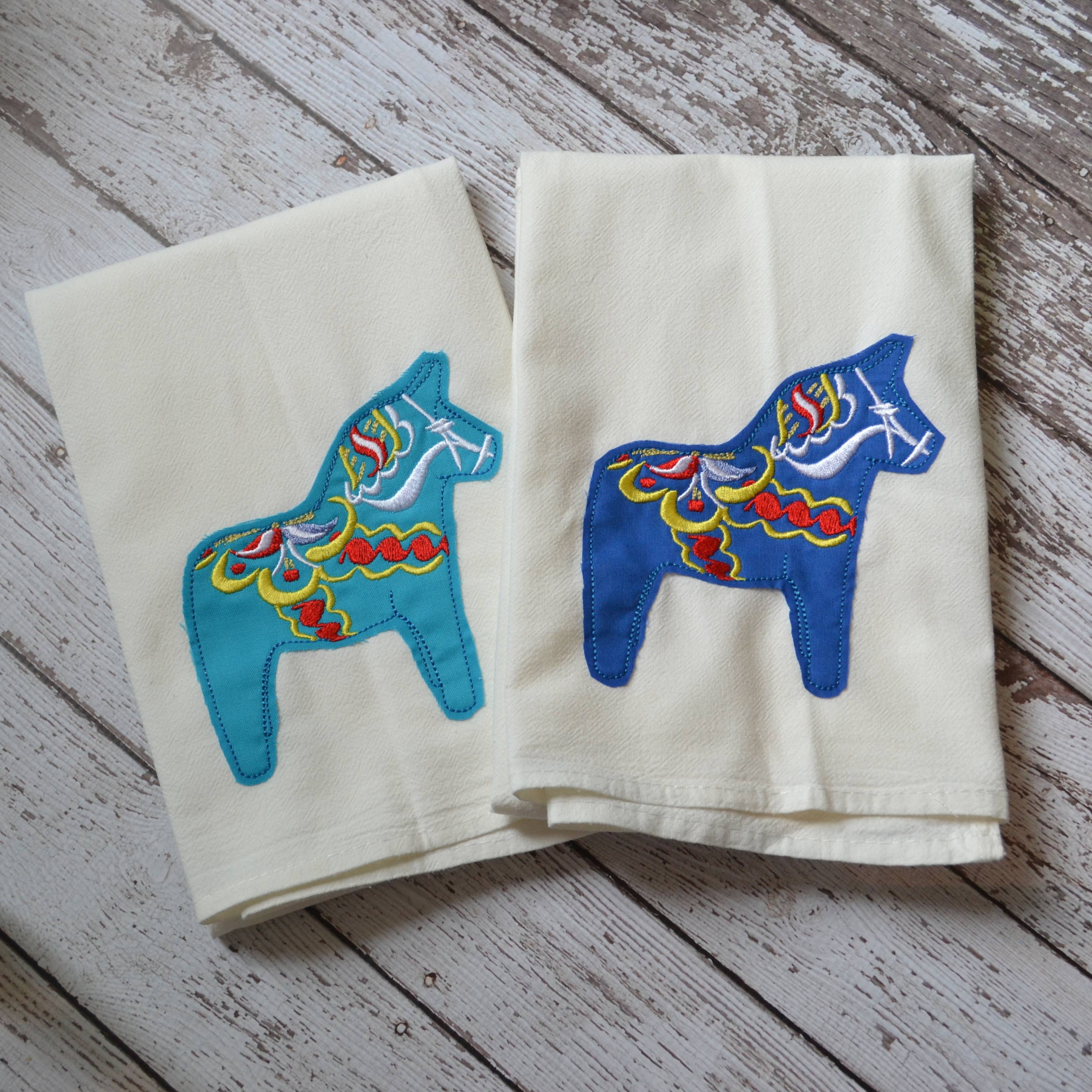 SewMuchMoreStore - Wholesale Tea Towel - Dala Horse Tea Towel, Embroidered Floursack Towel13