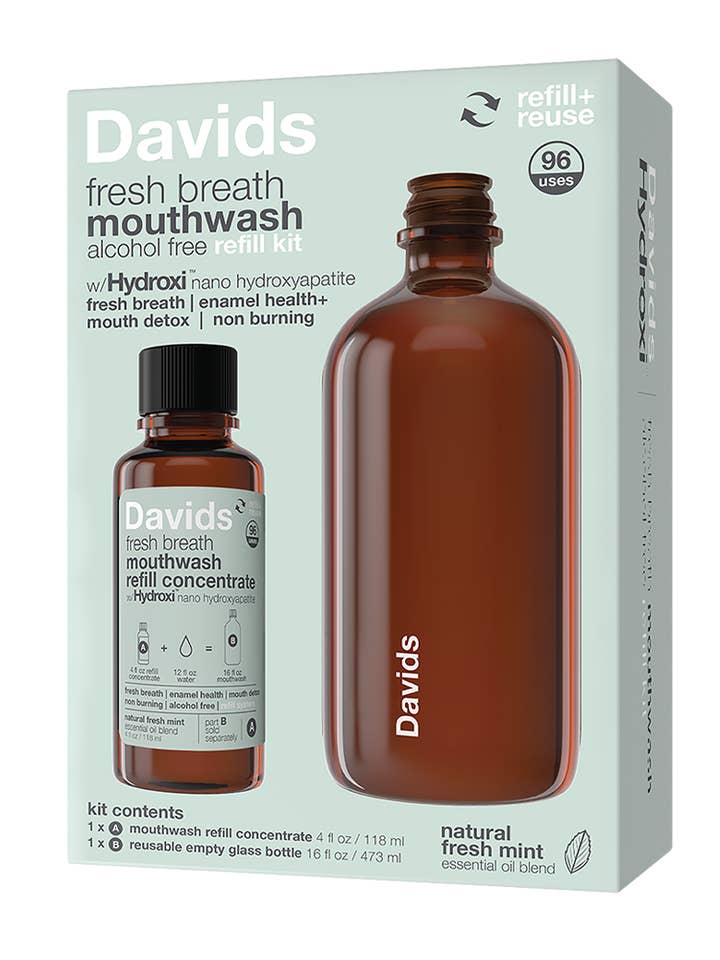 Davids Hydroxi™ fresh breath mouthwash - natural fresh mint for wholesale by Davids Natural Toothpaste
