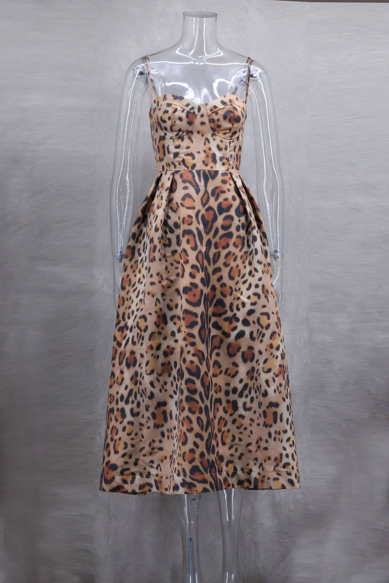 Leo Leopard Corset Cocktail Midi Dress for wholesale on Faire0