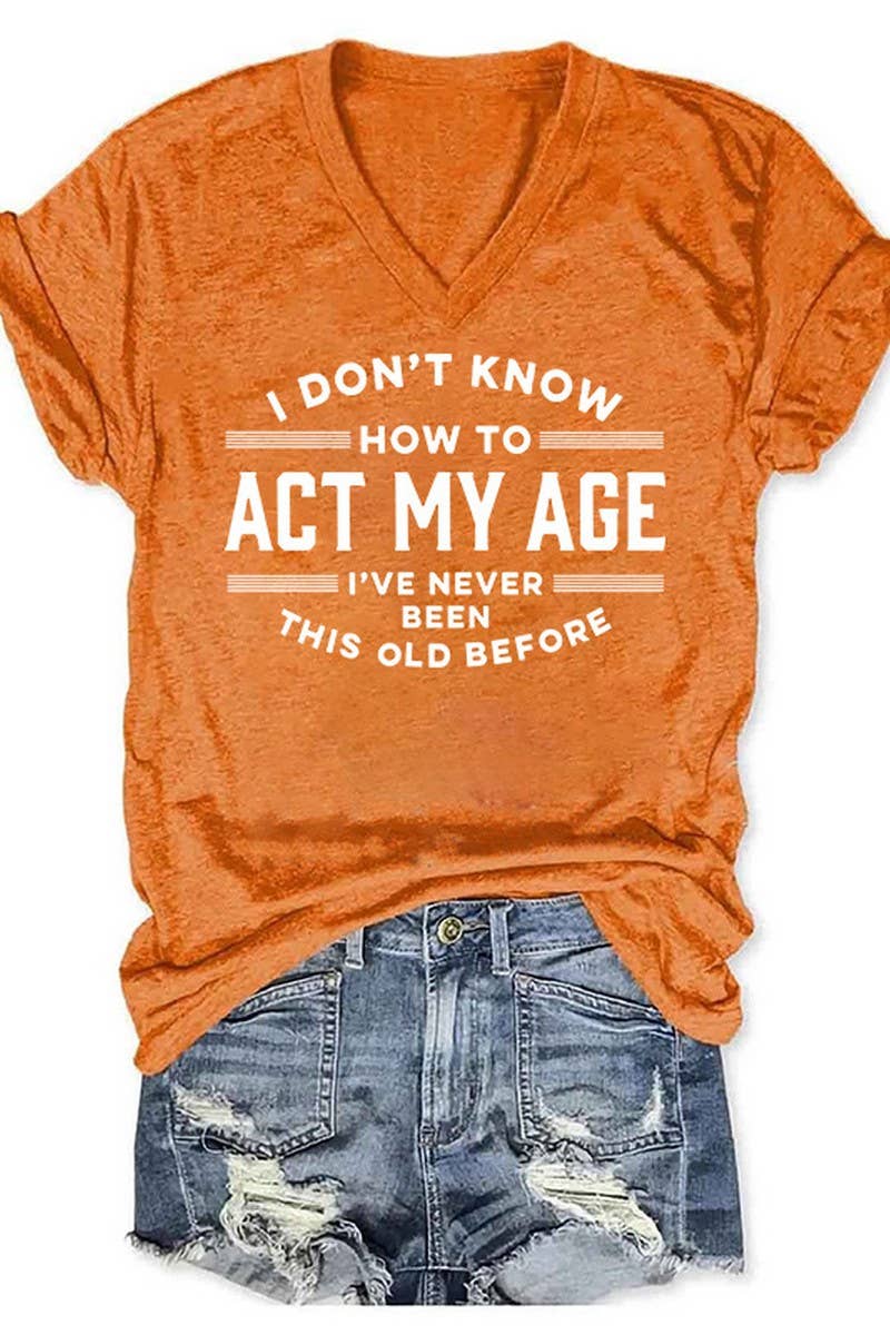 NINEXIS - Wholesale Screen Printed T-Shirt - Women's - CWTTS1066_LETTER PRINT V NECK SHORT SLEEVED T SHIRT7