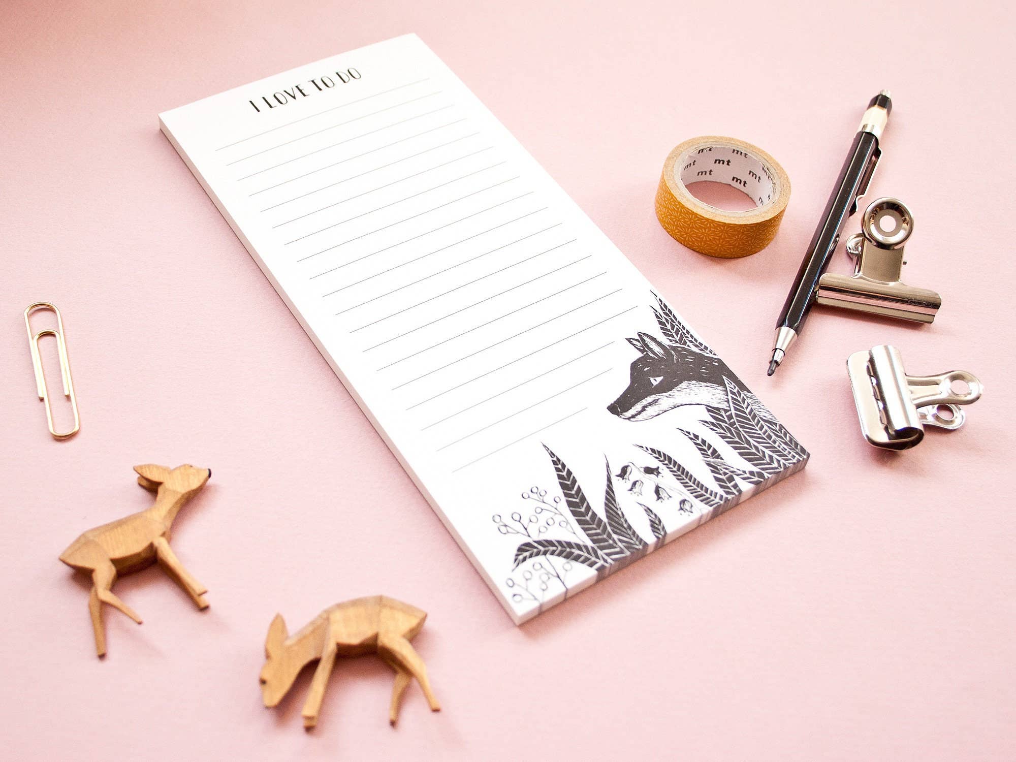 Katja Rub – wholesale Anteckningsblock – Anteckningsblock med räv – I love to do, DIN long, 50 blad1