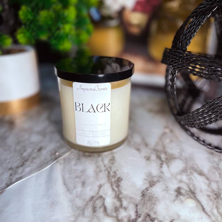 ImpactedScents - Vente Bougie en bocal - Bougie à mèche en bois à la cire de soja noire1